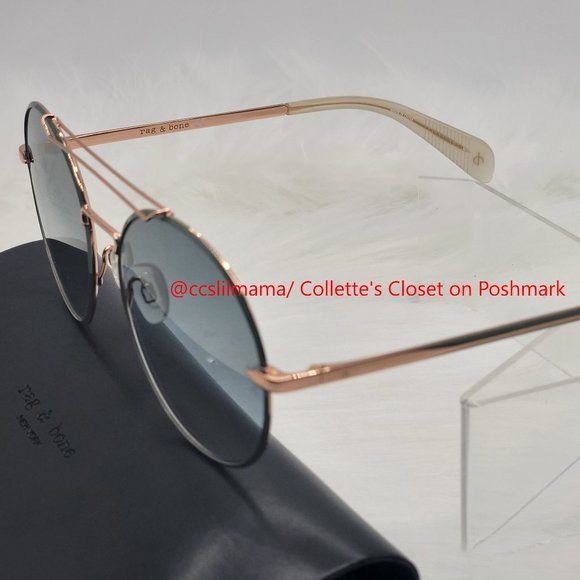 rag & bone 59 mm Round Metal Aviator Sunglasses - Picture 10 of 14